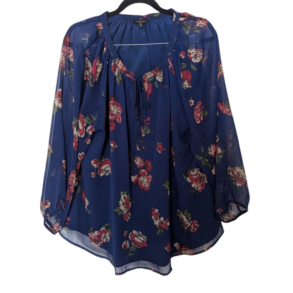 Lucky Brand Floral Blue Women's Top Sz.1X